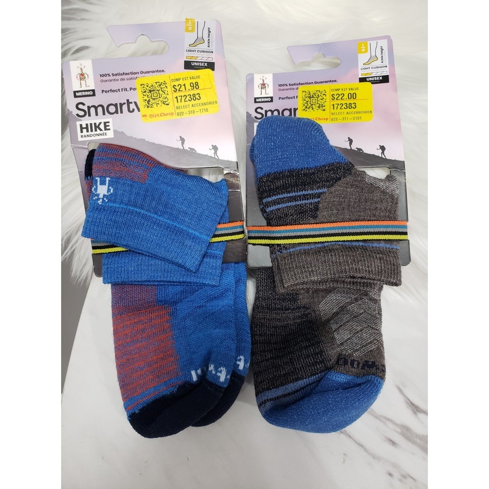 LOT 2 SMARTWOOL UNISEX HIKE LIGHT CUSHION CHARCOAL ANKLE SOCKS SIZE MEDIUM